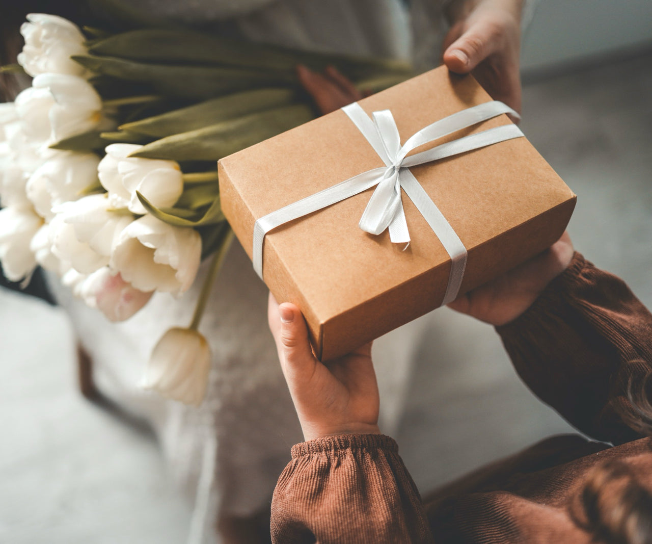 woman giving a gift