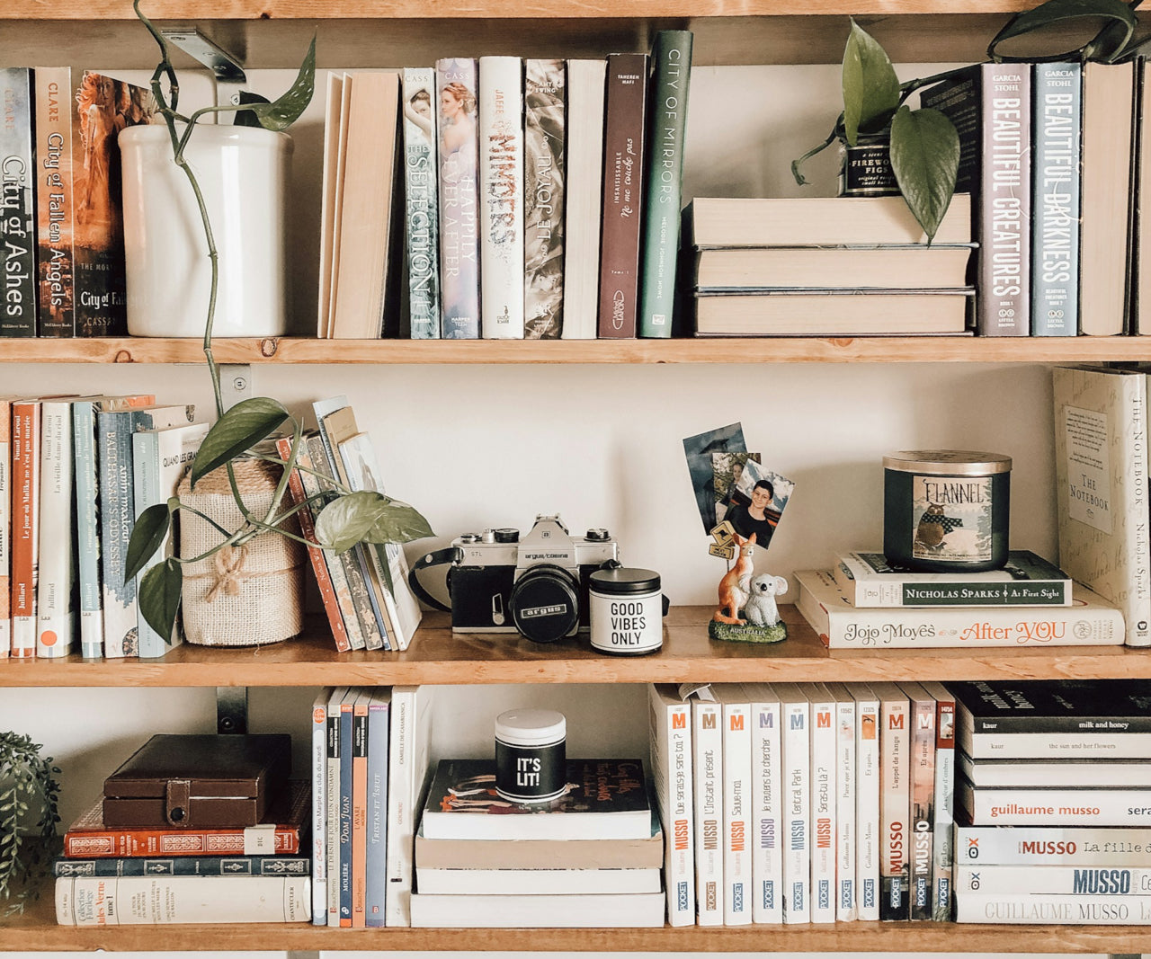 books styled on a bookshelf