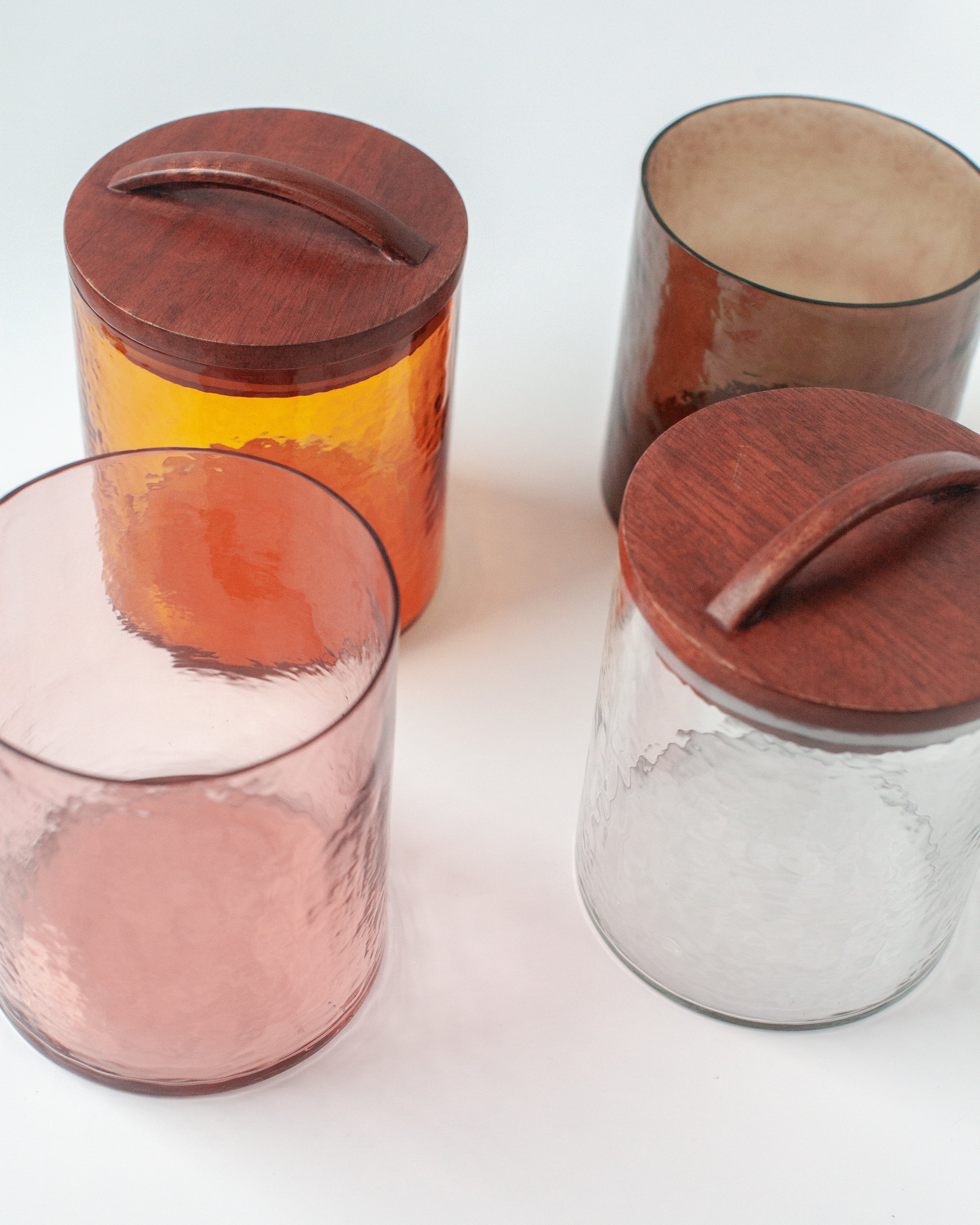 Creative Women Kitchen & Dining Hammered Glass Canisters with Wood Lid