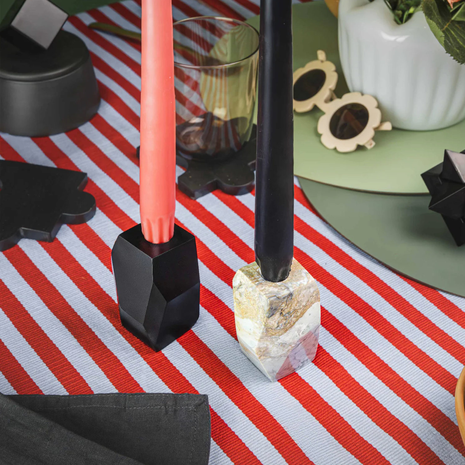 DAR proyectos Candle Holders Faceted Soapstone Candelabra