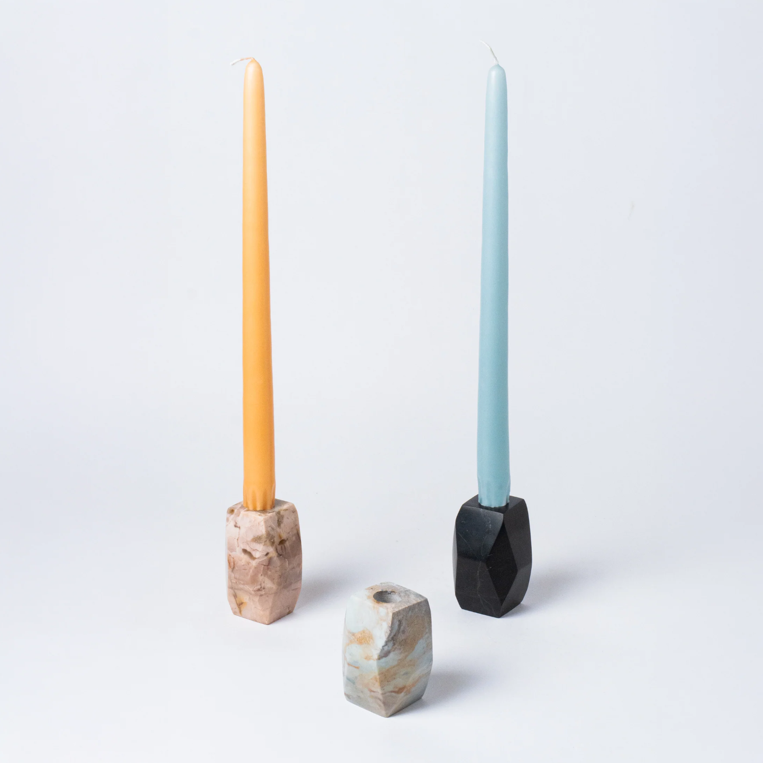 DAR proyectos Candle Holders Faceted Soapstone Candelabra