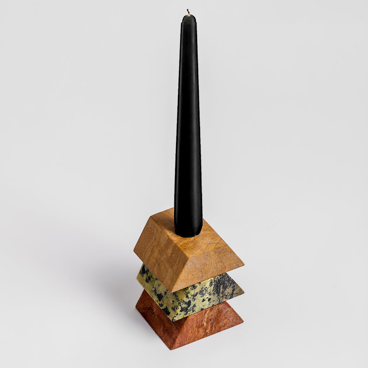 DAR proyectos Decorative Accents Triangle Gemstone puzzle / 3piece candelabra - Green Orange Cream