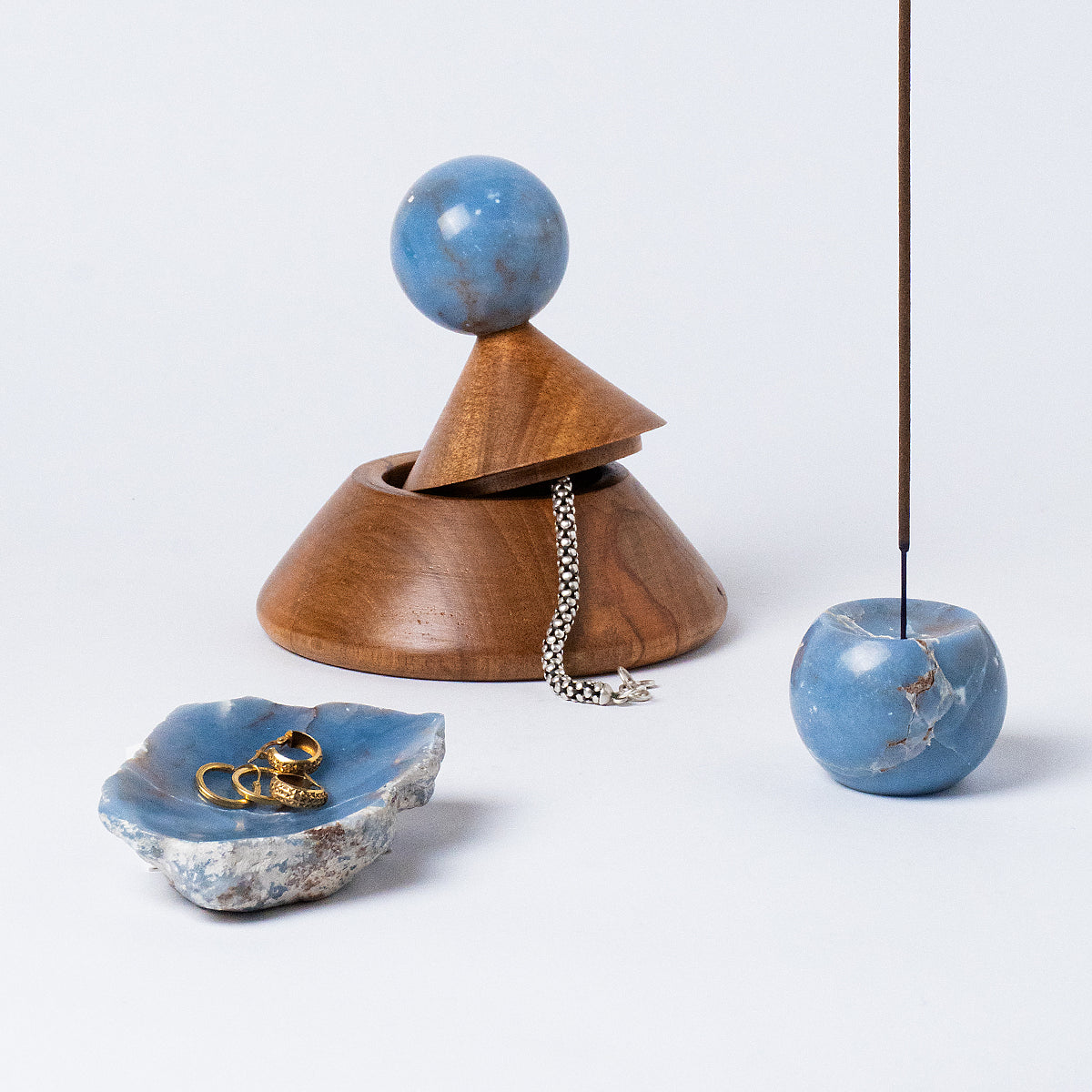 DAR proyectos Jewelry Storage Blue Angelite Angelite Blue Catchall Dish