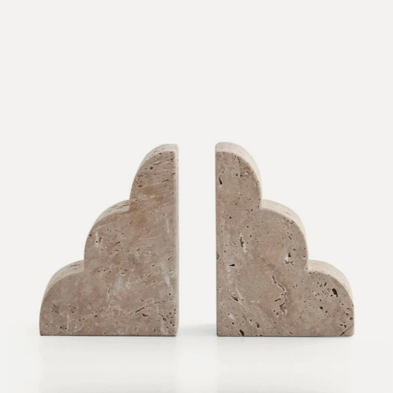 HAAND Craft Decorative Objects Scalloped Travertine Bookends