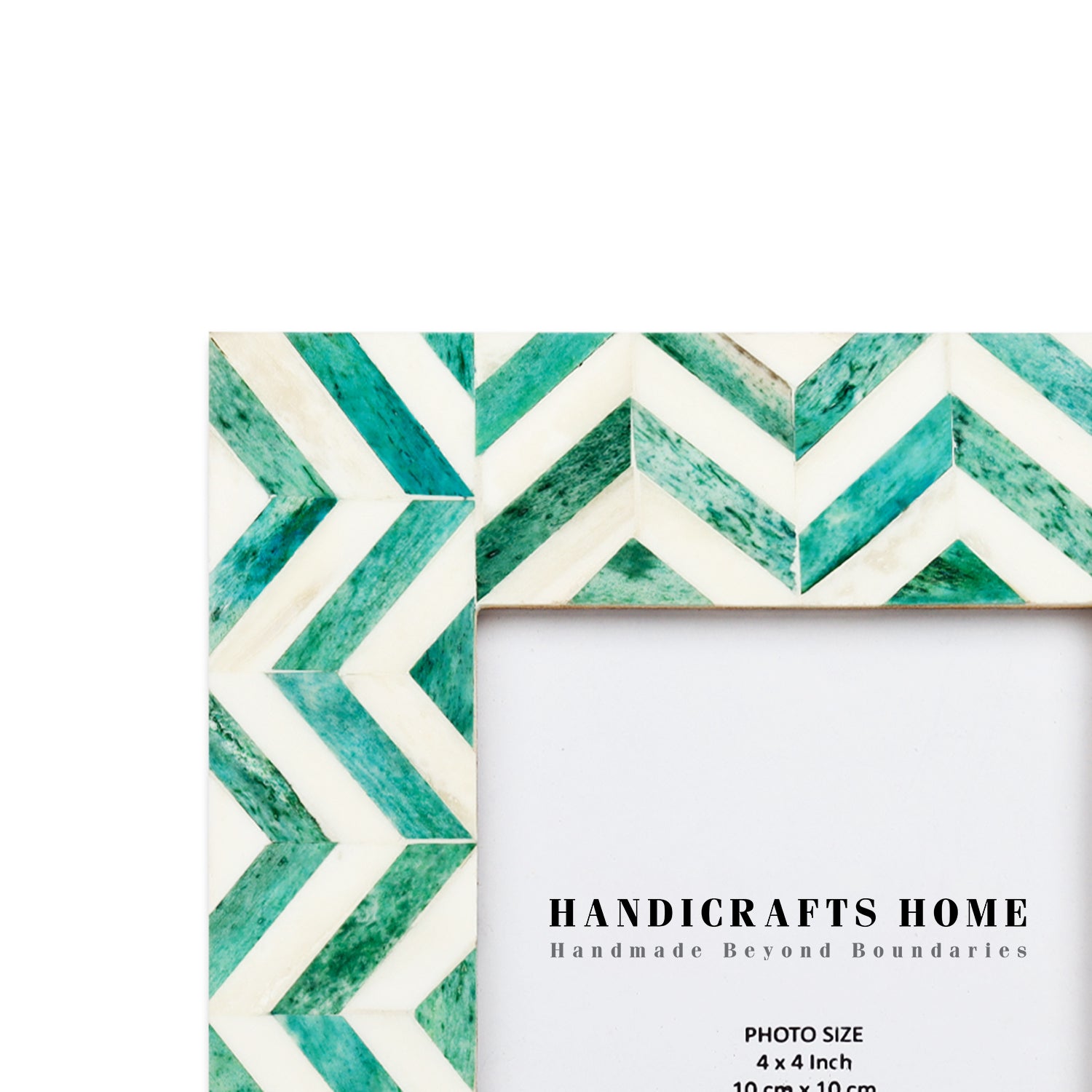 Handicrafts Home Picture Frames Green-White / 4x6 Picture Frame Zigzag Herringbone Collection Bone Inlay Green & White – 4x6"