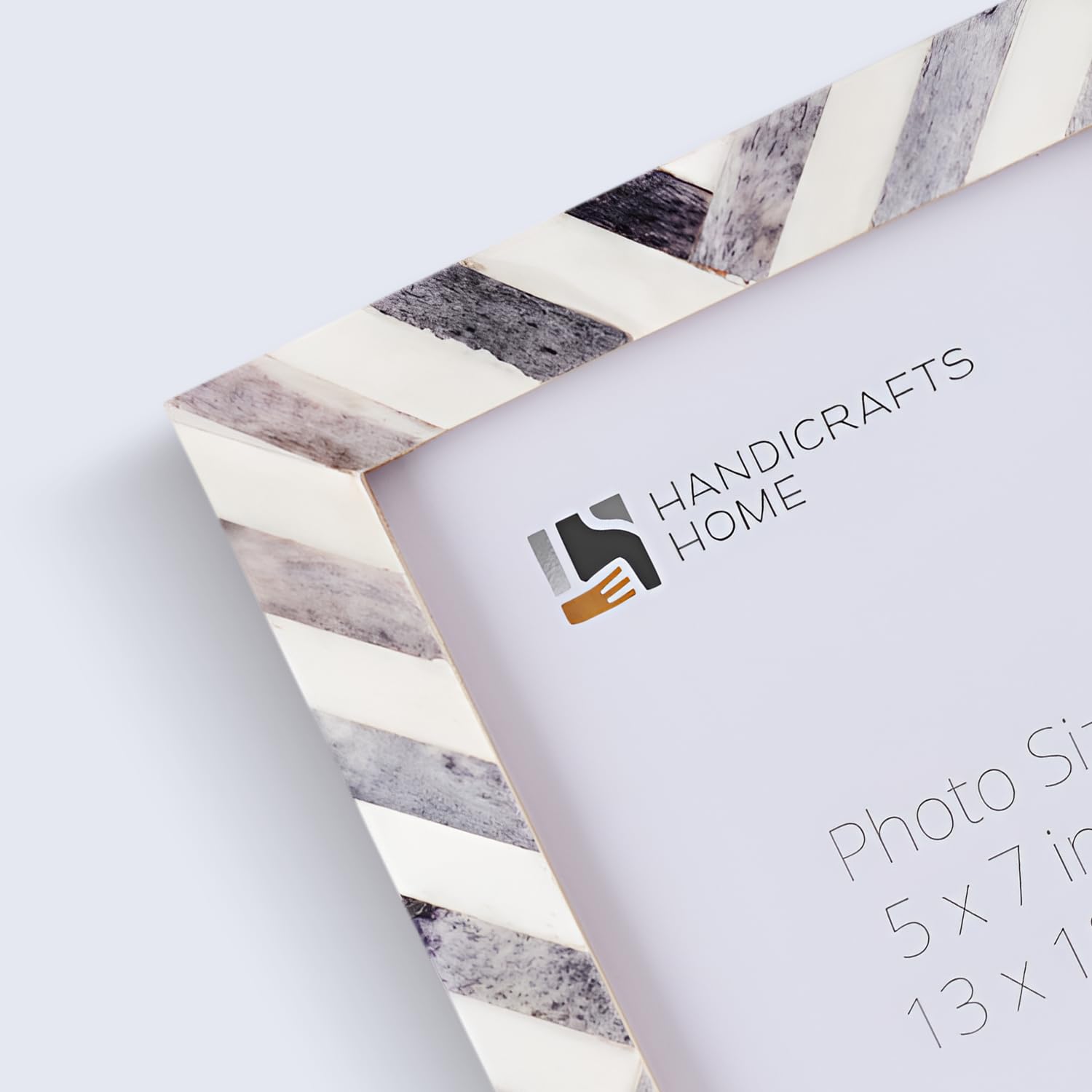 Handicrafts Home Picture Frames Grey White Chevron Bone Inlay Picture Frame 4x6 5x7 8x10