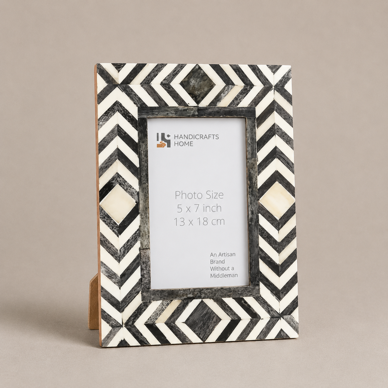 Handicrafts Home Picture Frames Grey-White Mosaic Chevron Bone Inlay Picture Frame