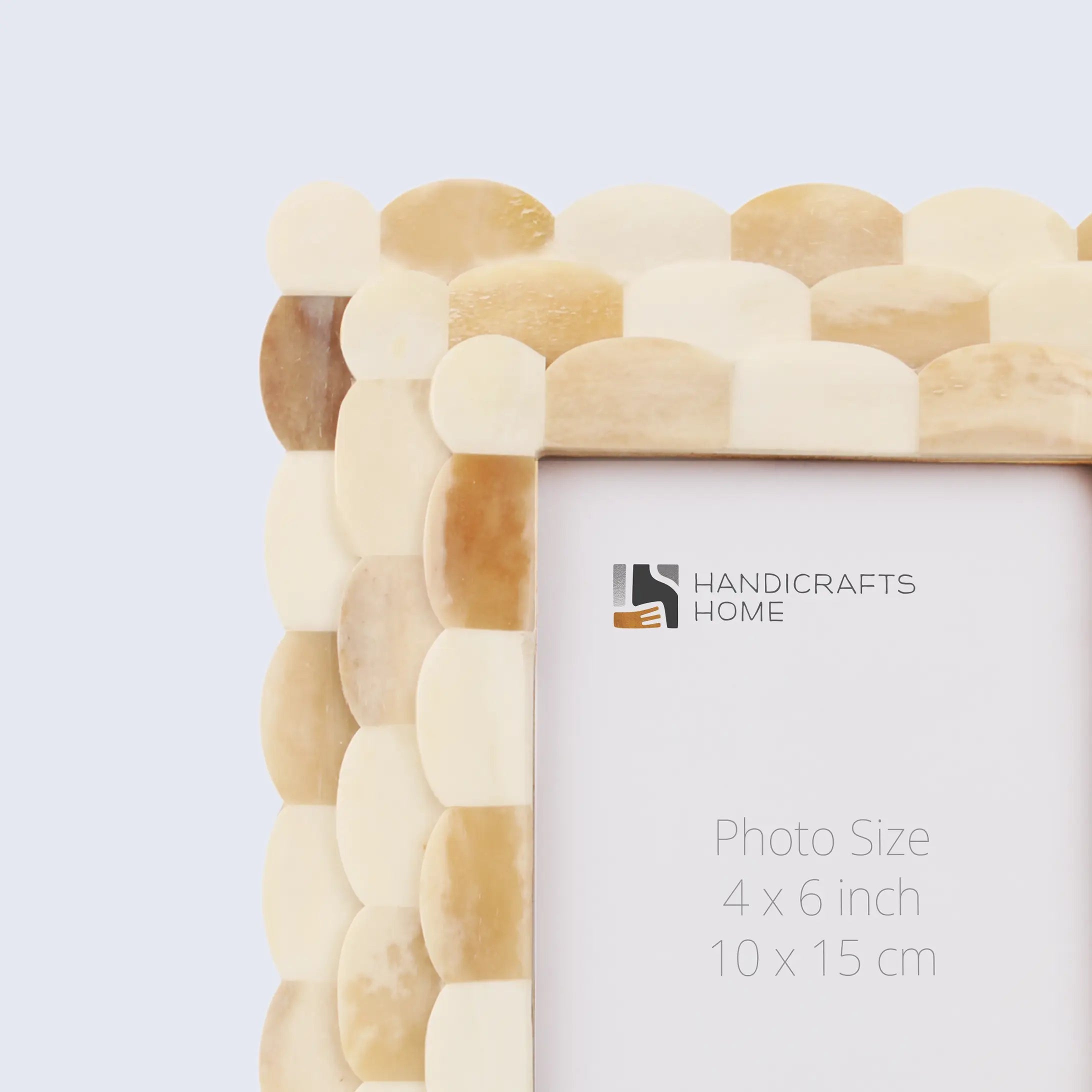 Handicrafts Home Picture Frames Ivory / 4x6 Picture Frame Scalloped Arts Collection Bone Inlay Ivory 4x6