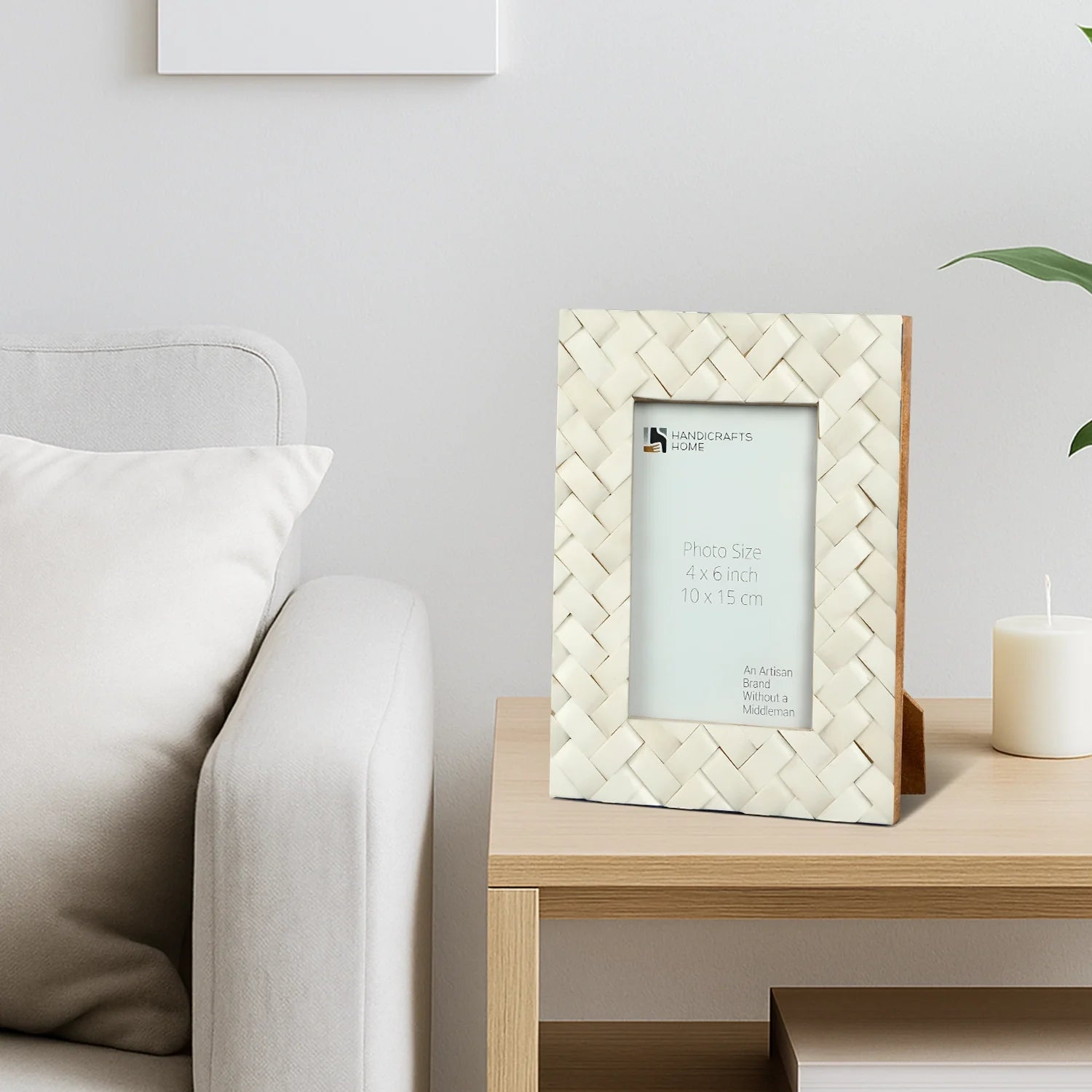 Handicrafts Home Picture Frames Picture Frame Braided Pattern Collection Bone Inlay White – 4x6 & 5x7"