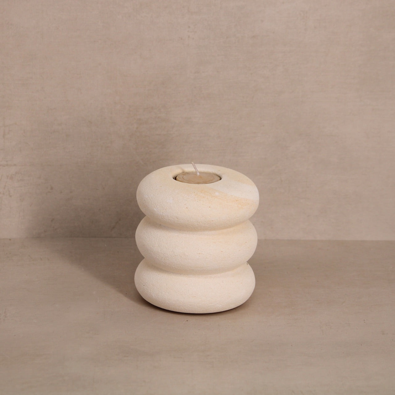 Honey Candles Beeswax Tealight Candle in clay holder