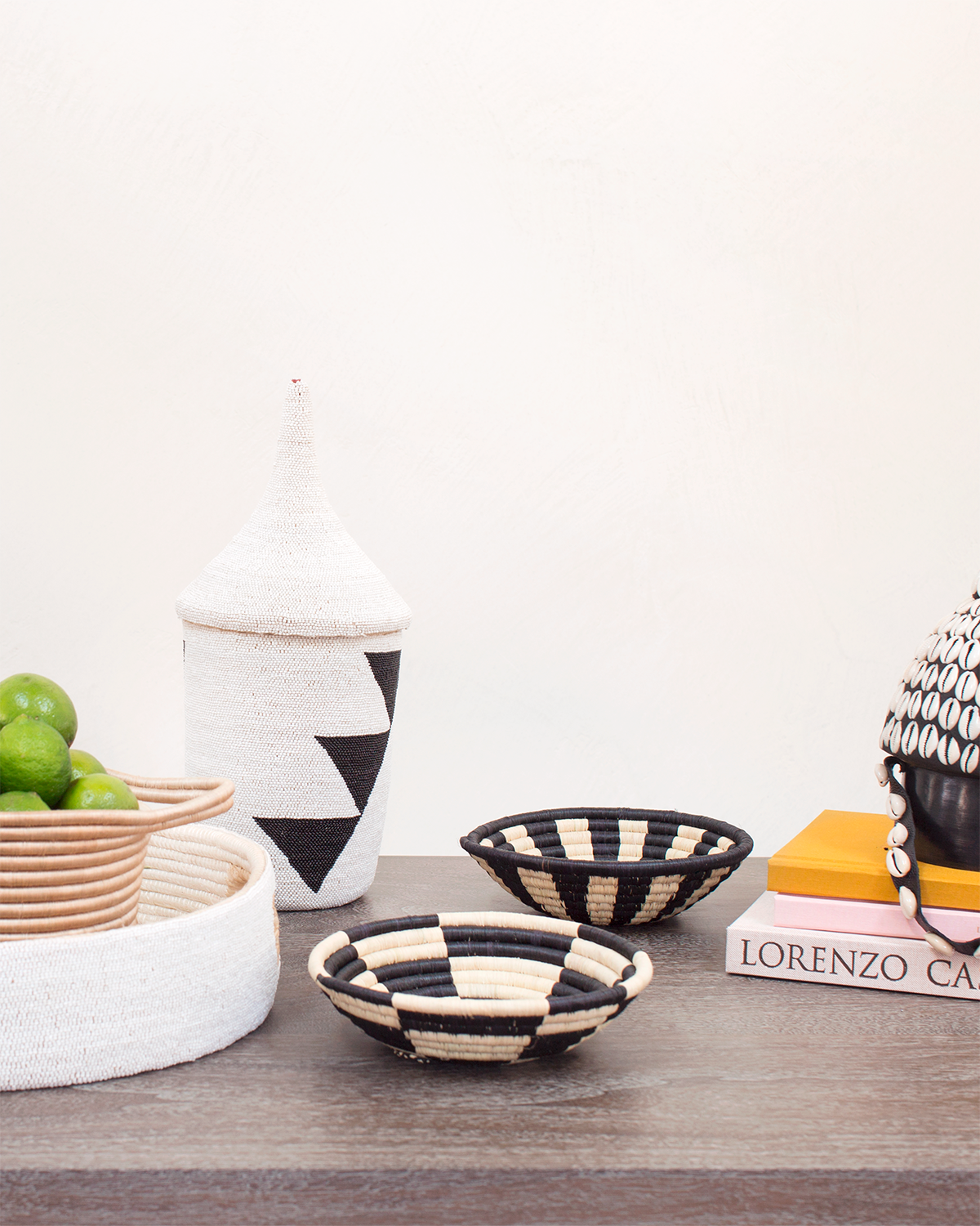 Indego Africa Decorative Baskets Mini Geo Raffia Plateau