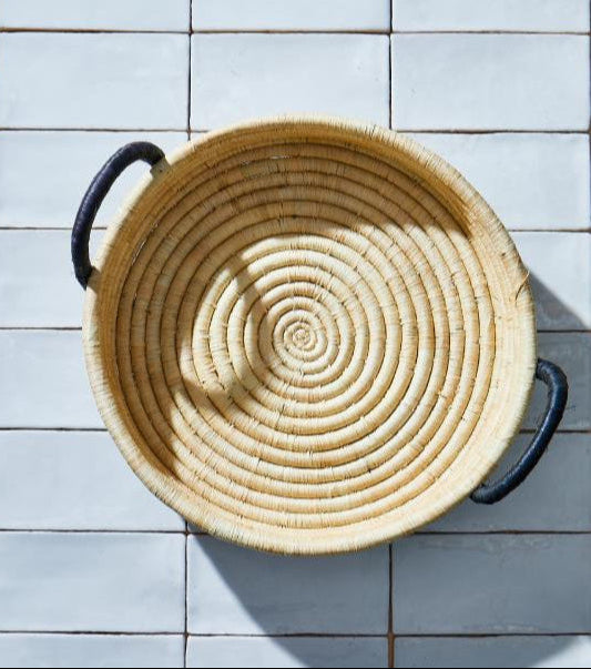 Indego Africa Trays Contrast Handle Raffia Tray