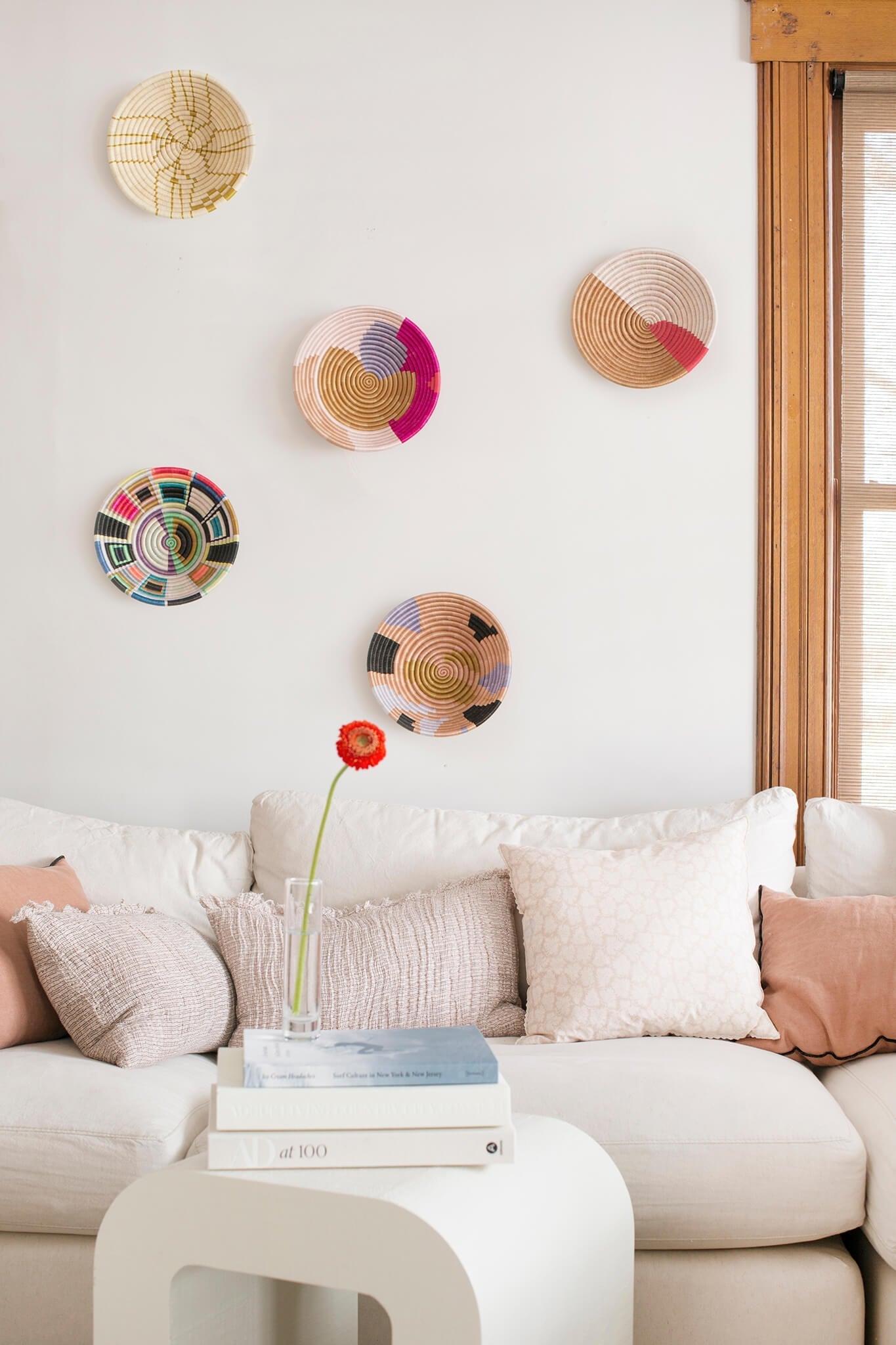 Indego Africa Wall Baskets Lines Plateau Tan
