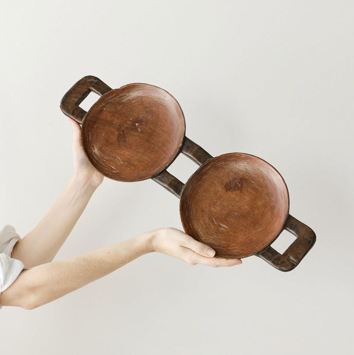 kanju Bamenda Duo Circular Wooden Serving Tray