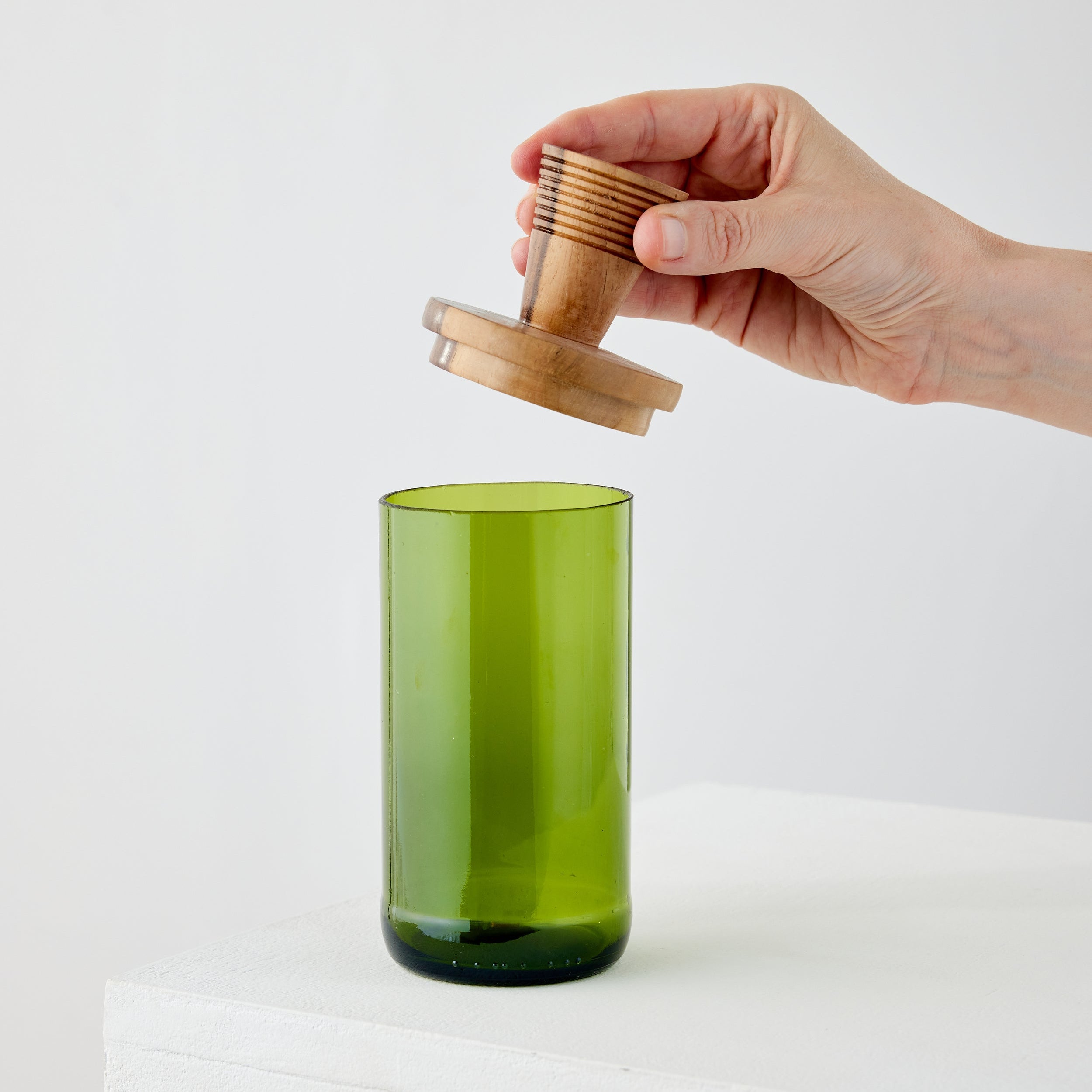 kanju Canisters Wooden Topped Green Apothecary Jar