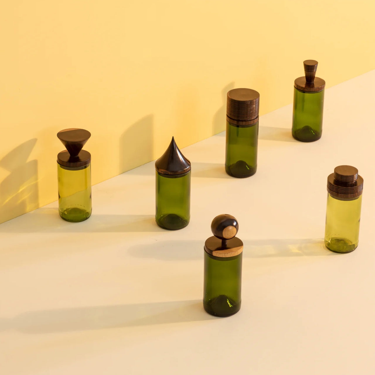 kanju Canisters Wooden Topped Green Apothecary Jar