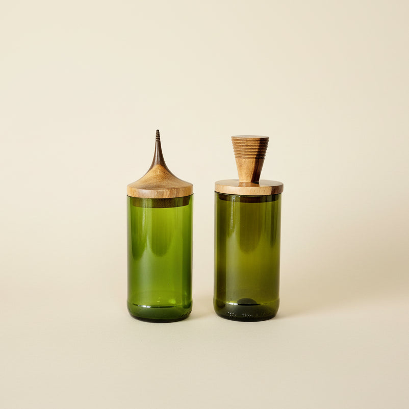 kanju Canisters Wooden Topped Green Apothecary Jar
