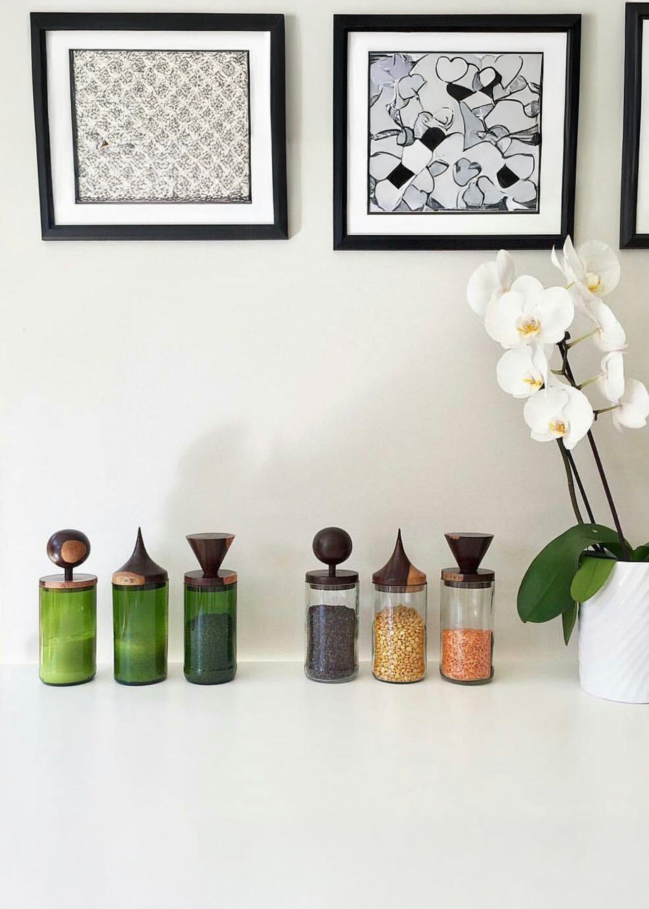 kanju Canisters Wooden Topped Green Apothecary Jar