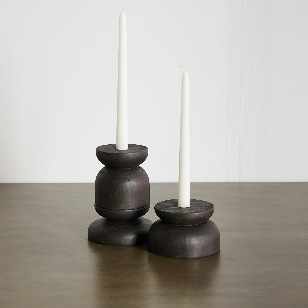 kanju Organic Wood Taper Candlestick Holder