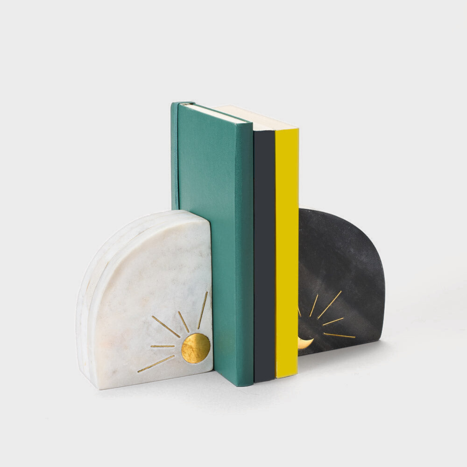 Matr Boomie bookends Indukala Sun and Moon Marble Bookends (Set of 2)