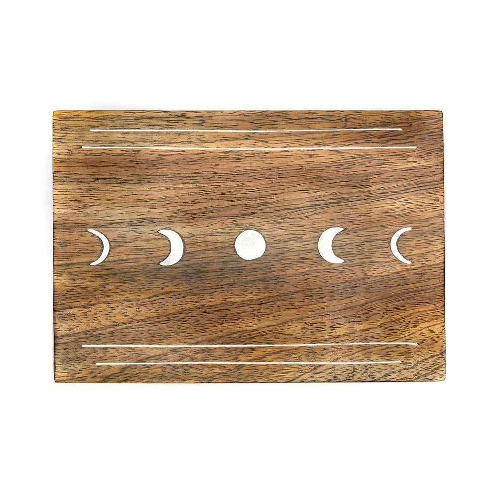 Matr Boomie Indukala Moon Phase Jewelry Box With Tray - Wood Brass Inlay