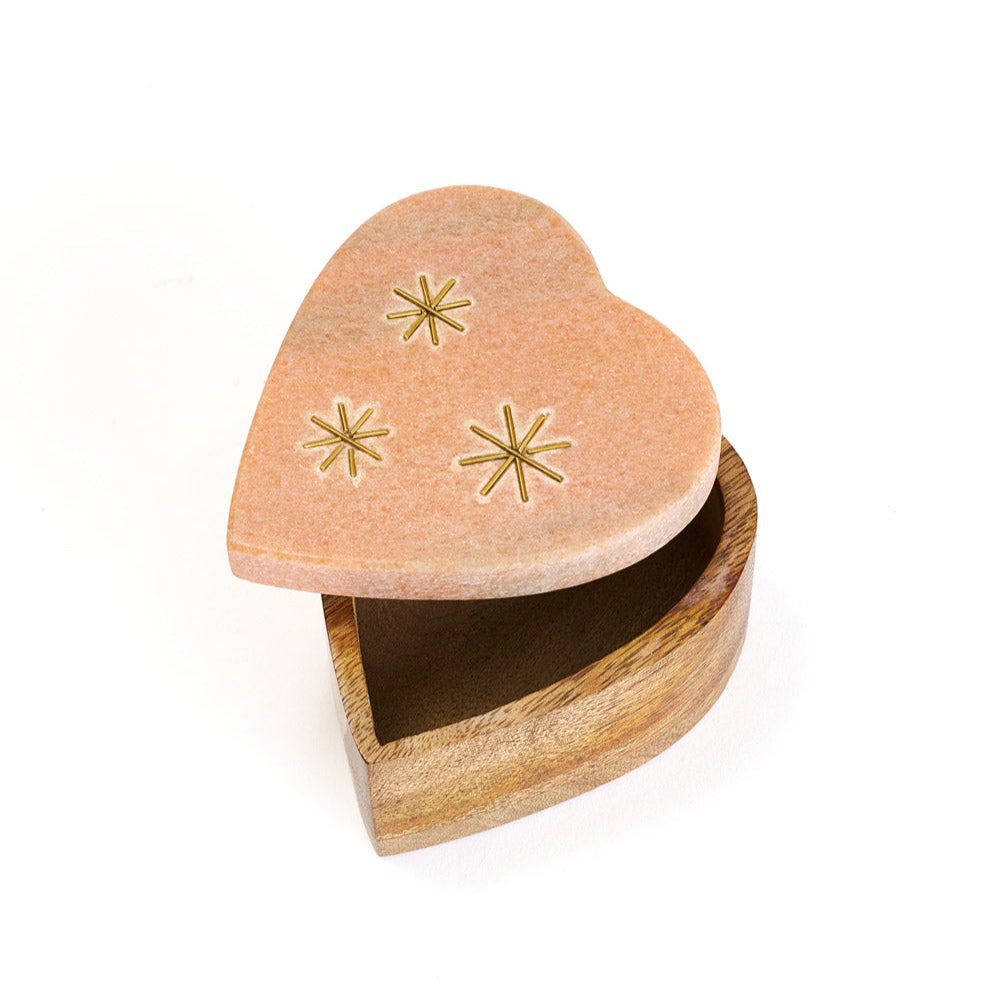 Matr Boomie Jaipuri Heart Keepsake Box - Pink Carved Marble