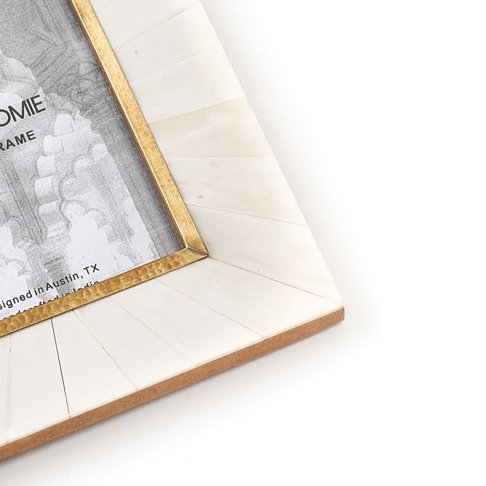 Matr Boomie Mukhendu 4x6 Picture Frame - Bone, Brass Inlay