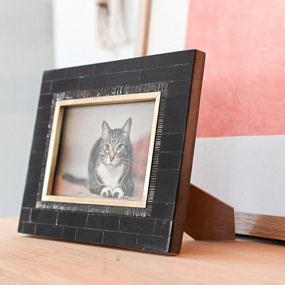 Matr Boomie Picture Frames Andhera 4x6 Black Horn Picture Frame
