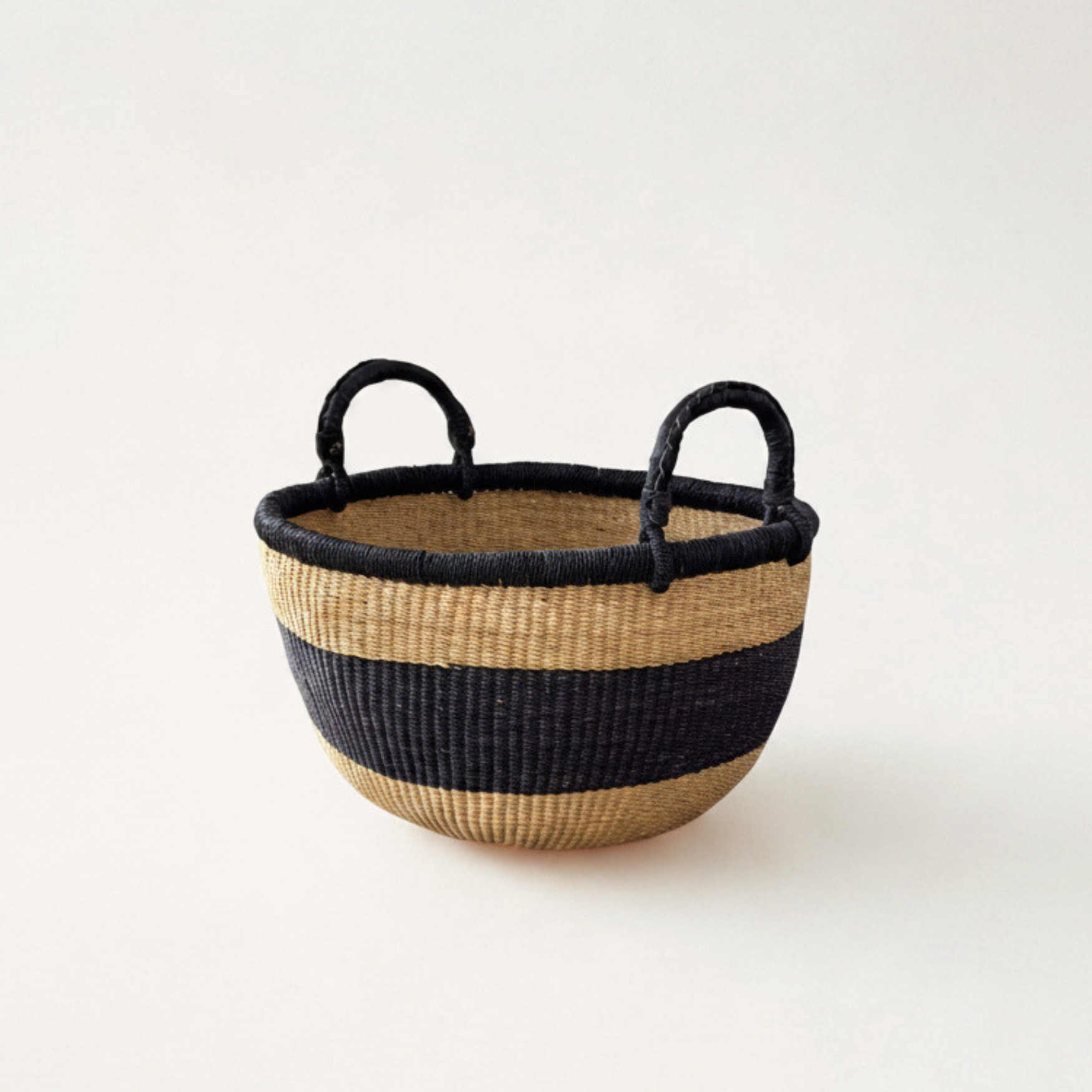 Mbare Baskets Natural & Black Stripe Bolga Basket