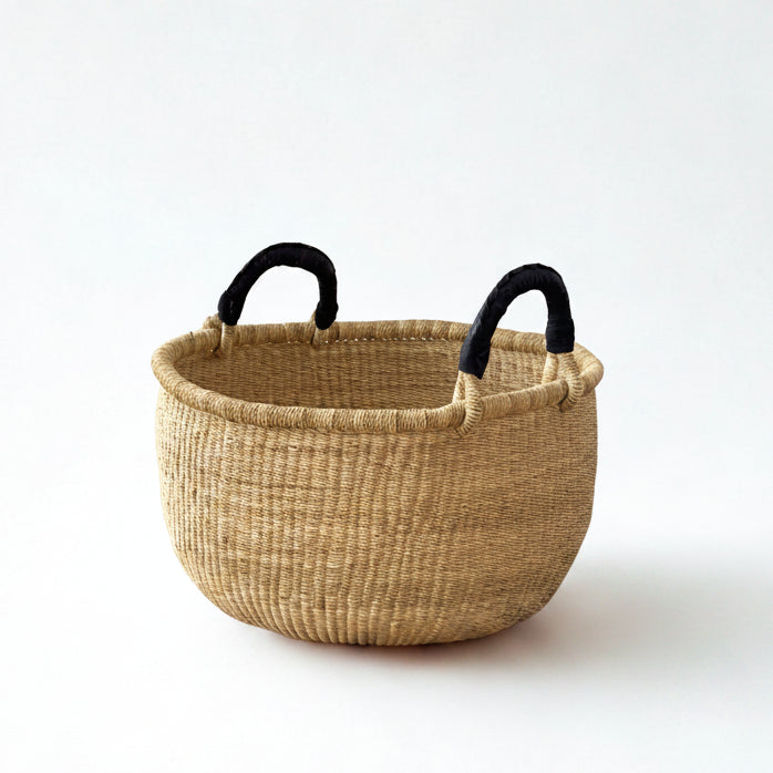 Mbare Handwoven Natural Bolga Basket - Large Round