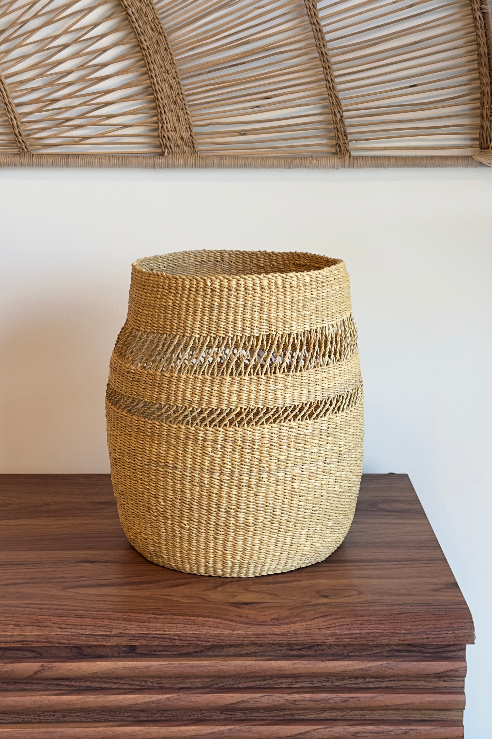 Mbare Mixed Weave Natural Planter Basket - Medium