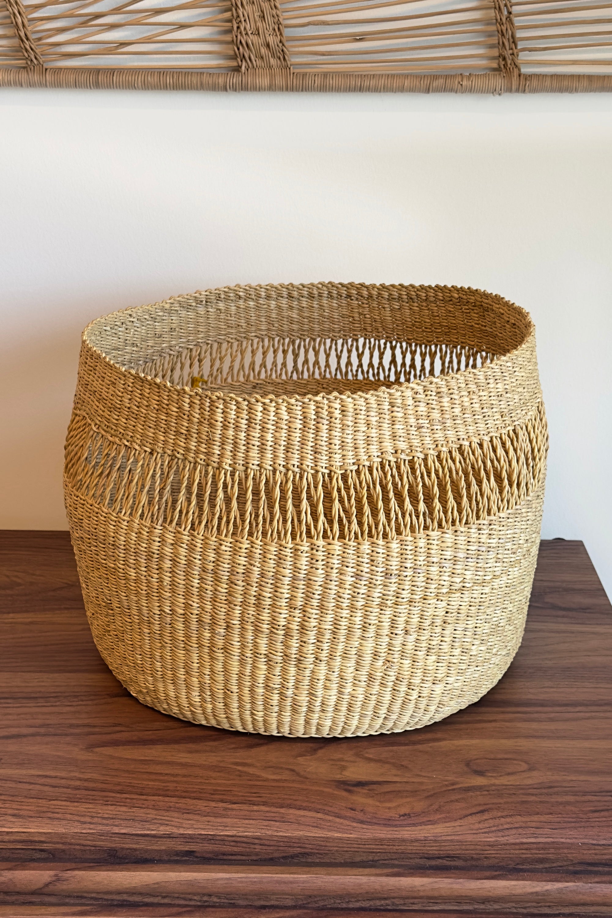 Mbare Mixed Weave Natural Planter Basket - Small