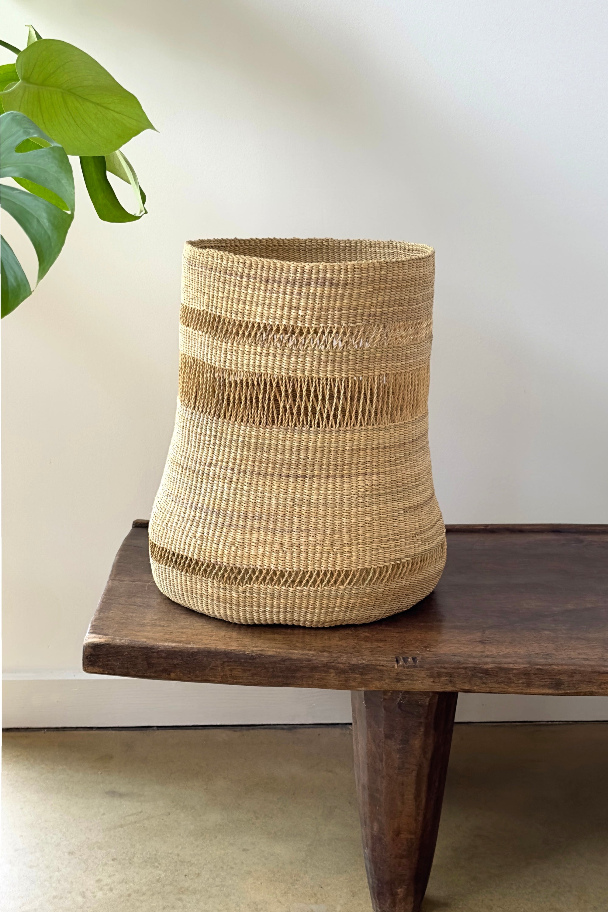 Mbare Mixed Weave Natural Planter Basket - Tall