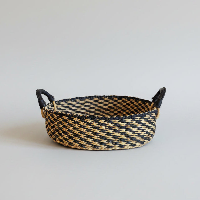 Mbare Tray Basket in Natural w/ Black Checks