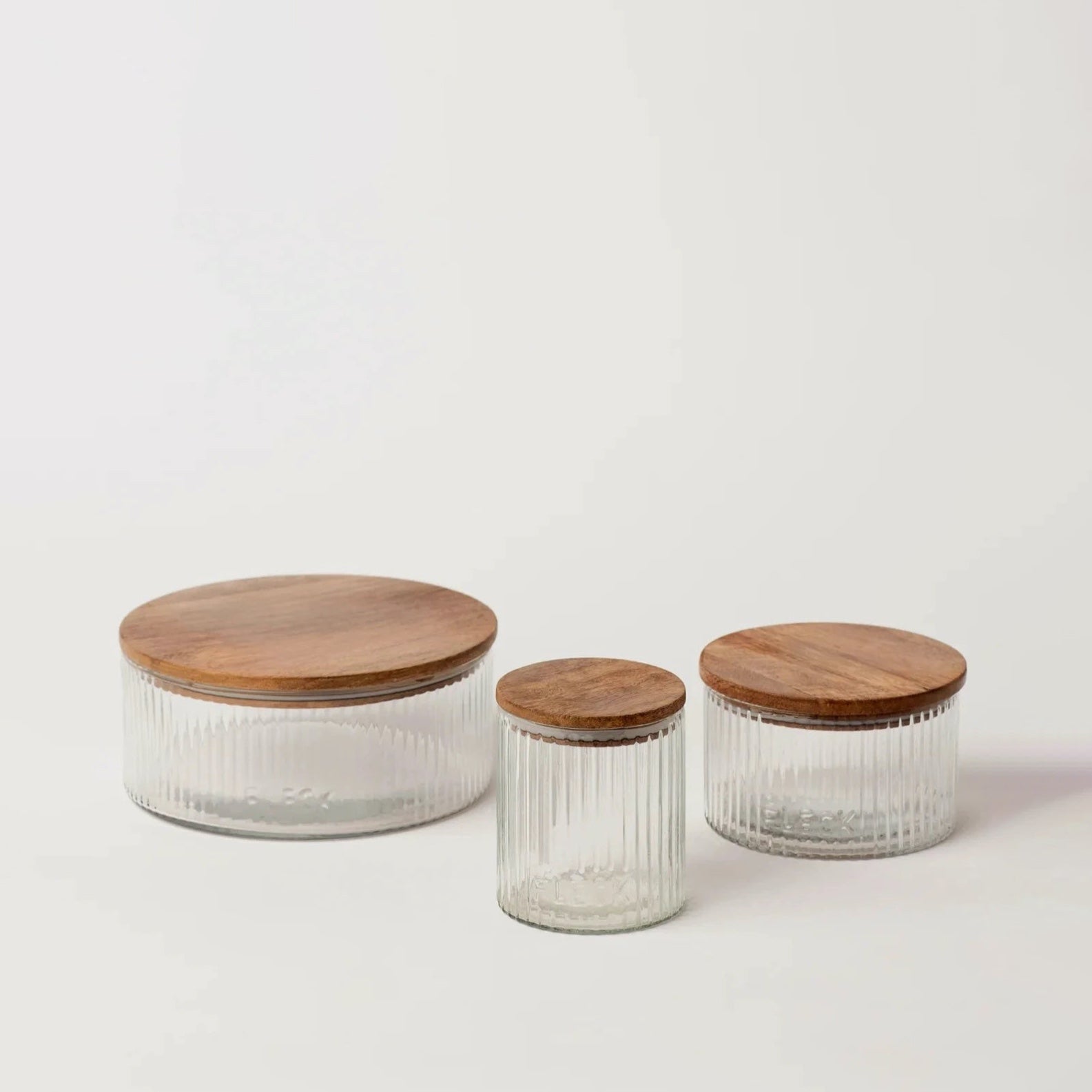 Powered by People Kitchen Tools & Utensils Fluted Glass Storage Jars - set of 3