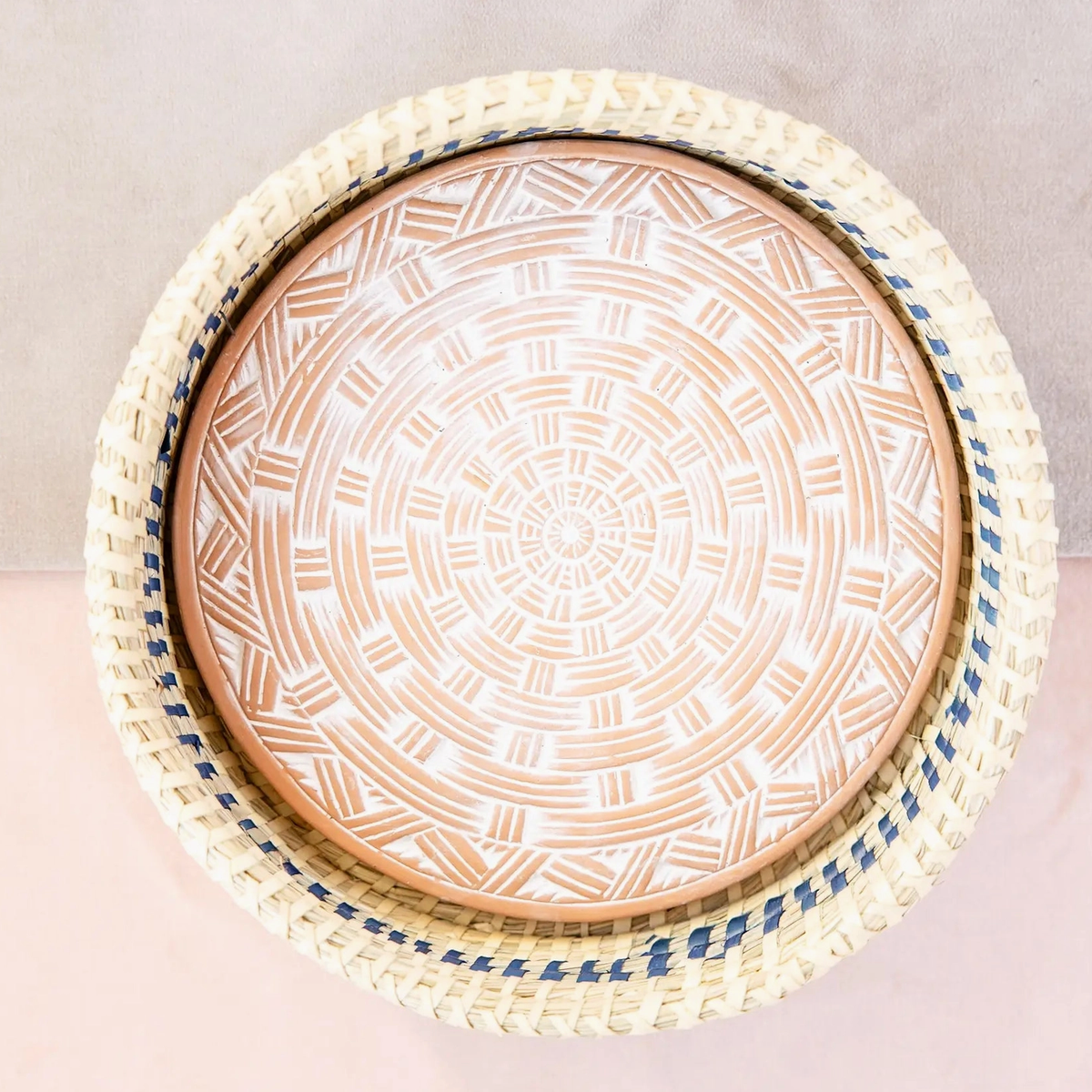 Rahab's Rope Baskets Blue Weave Round Bread Warmer