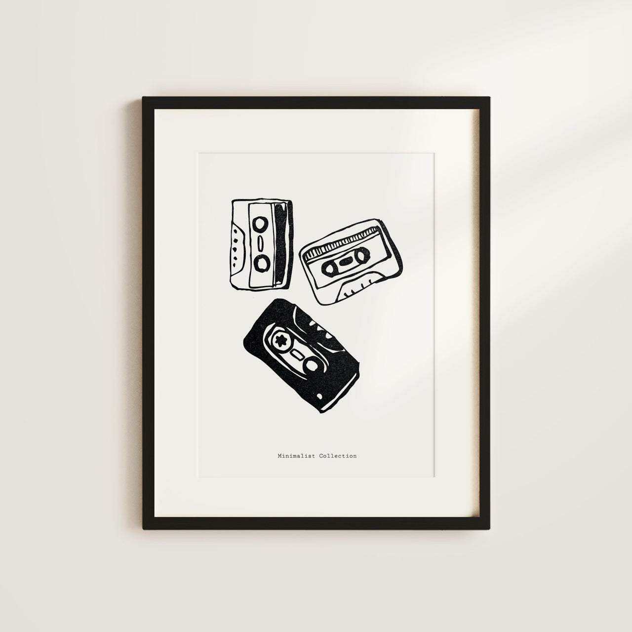 Shelf Love Print Shop graphic art print 5x7 / Black and white Cassettes Art Print