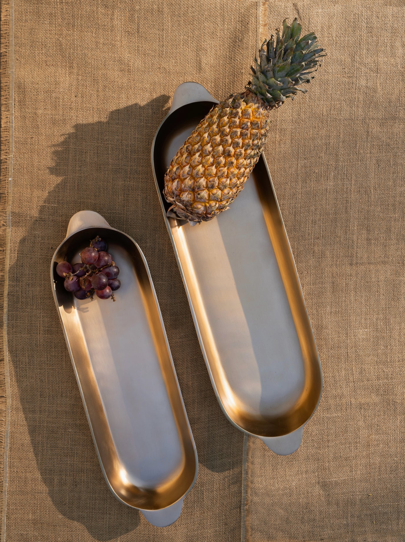 The Collective Home Antique Brass Long Trays Set of 2