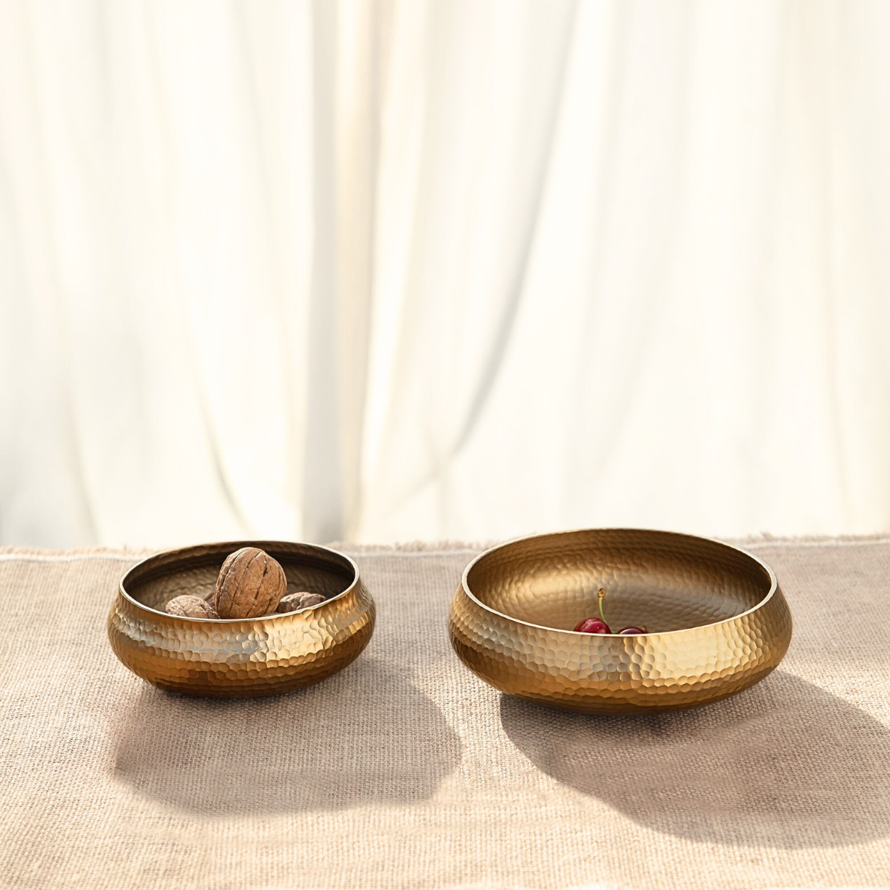 The Collective Home Bowls Pebbled Brass Bowls Set of 2