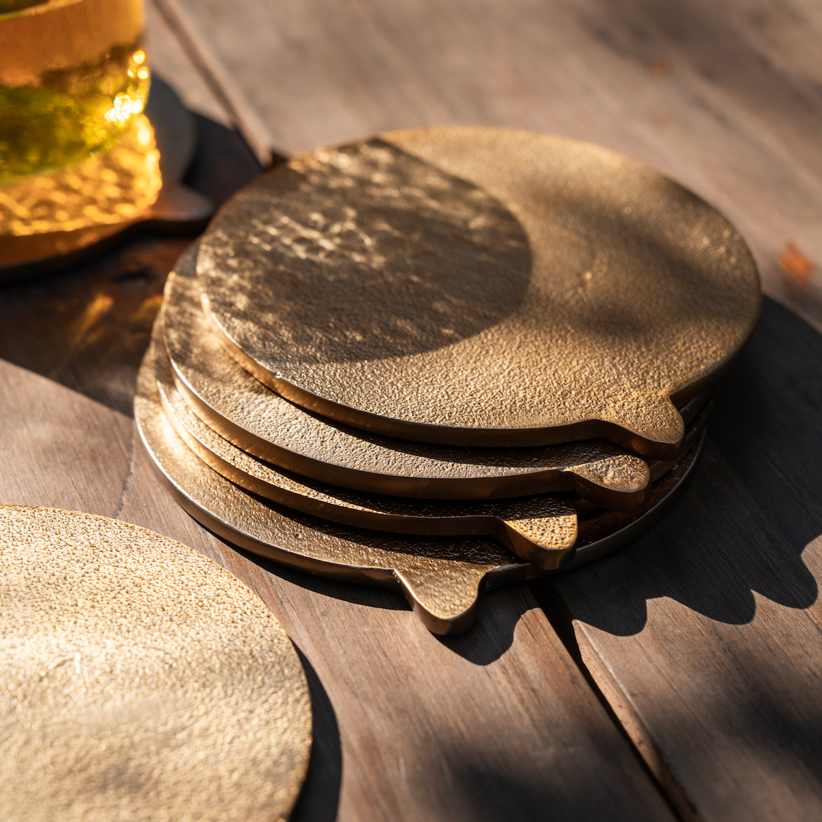 The Collective Home Coasters Stinson Antique Brass Coasters - Set of 6