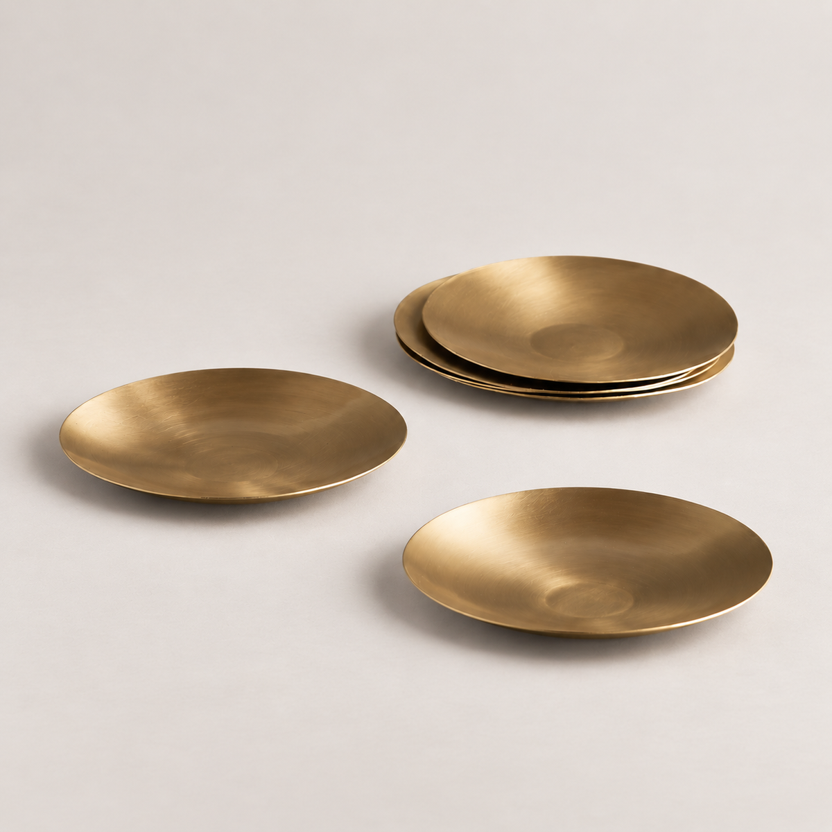 The Collective Home Trays & Risers Petite Artisan Brass Plates - Set of 6
