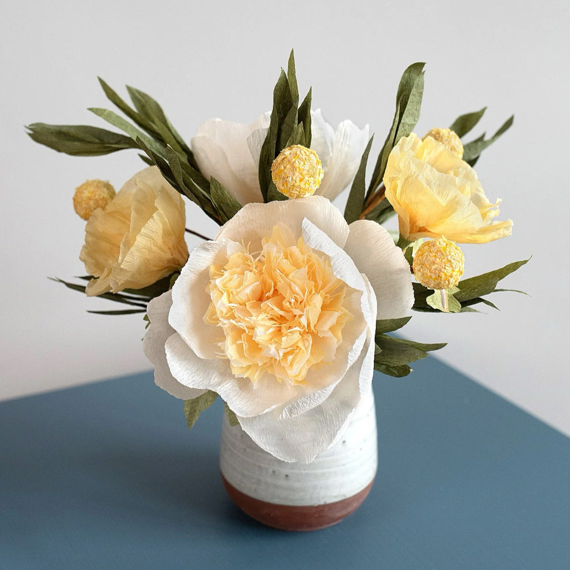 Unwilted faux flower Macaroni and Cheese Bouquet