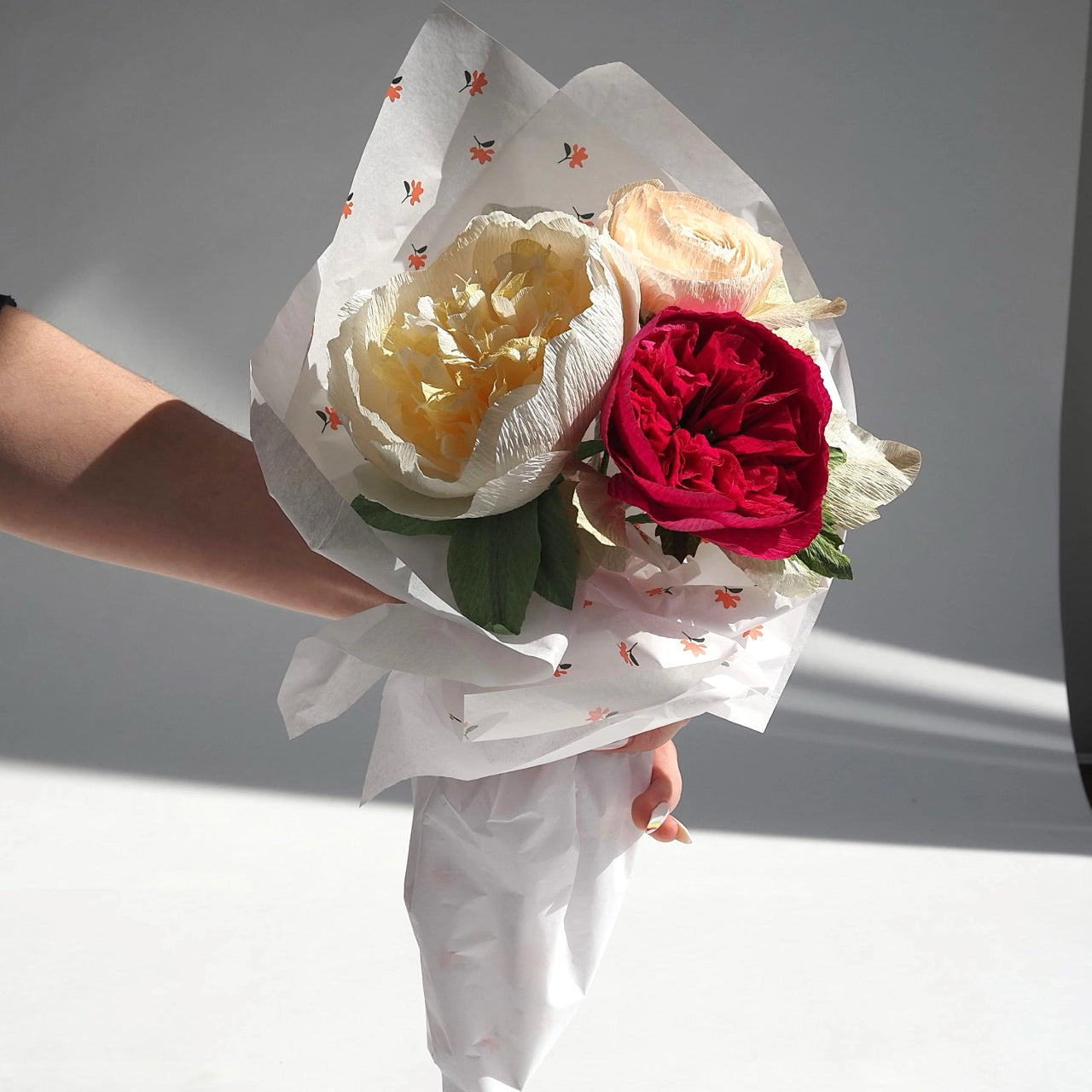 Unwilted faux flower Peek-a-Boo Bouquet
