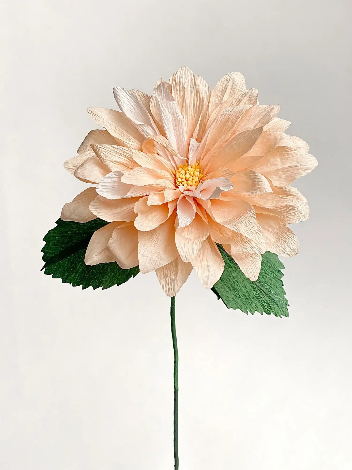 unwilted Paper Bloom Dusty Peach Dahlia Single Stem | Handcrafted Paper Flower