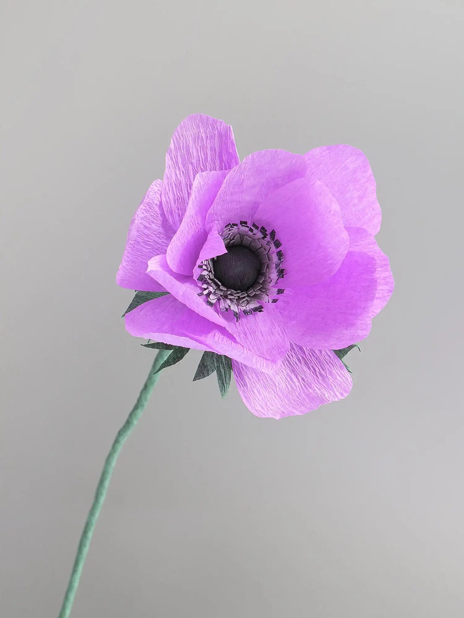 unwilted Paper Bloom Orchid Purple Anemone Single Stem | Handcrafted Paper Flower