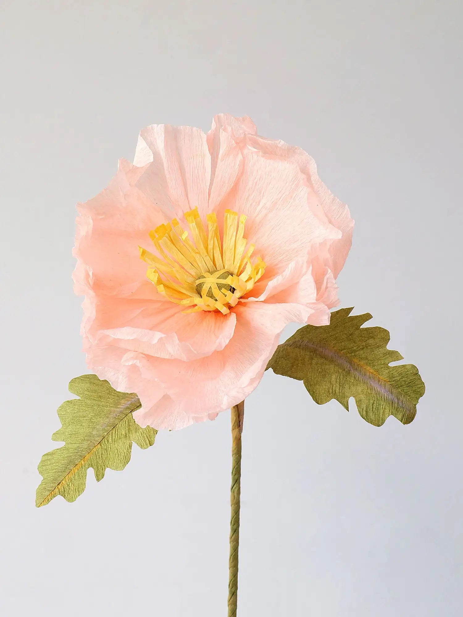 unwilted Paper Bloom Petal Pink Icelandic Poppy Single Stem | Handcrafted Paper Flower