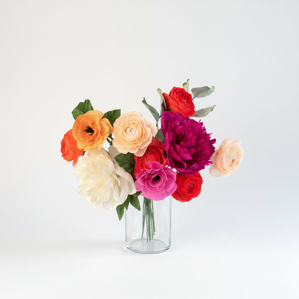 unwilted Paper Flowers Extra Spicy Please | Paper Peony and Ranunculus Bouquet