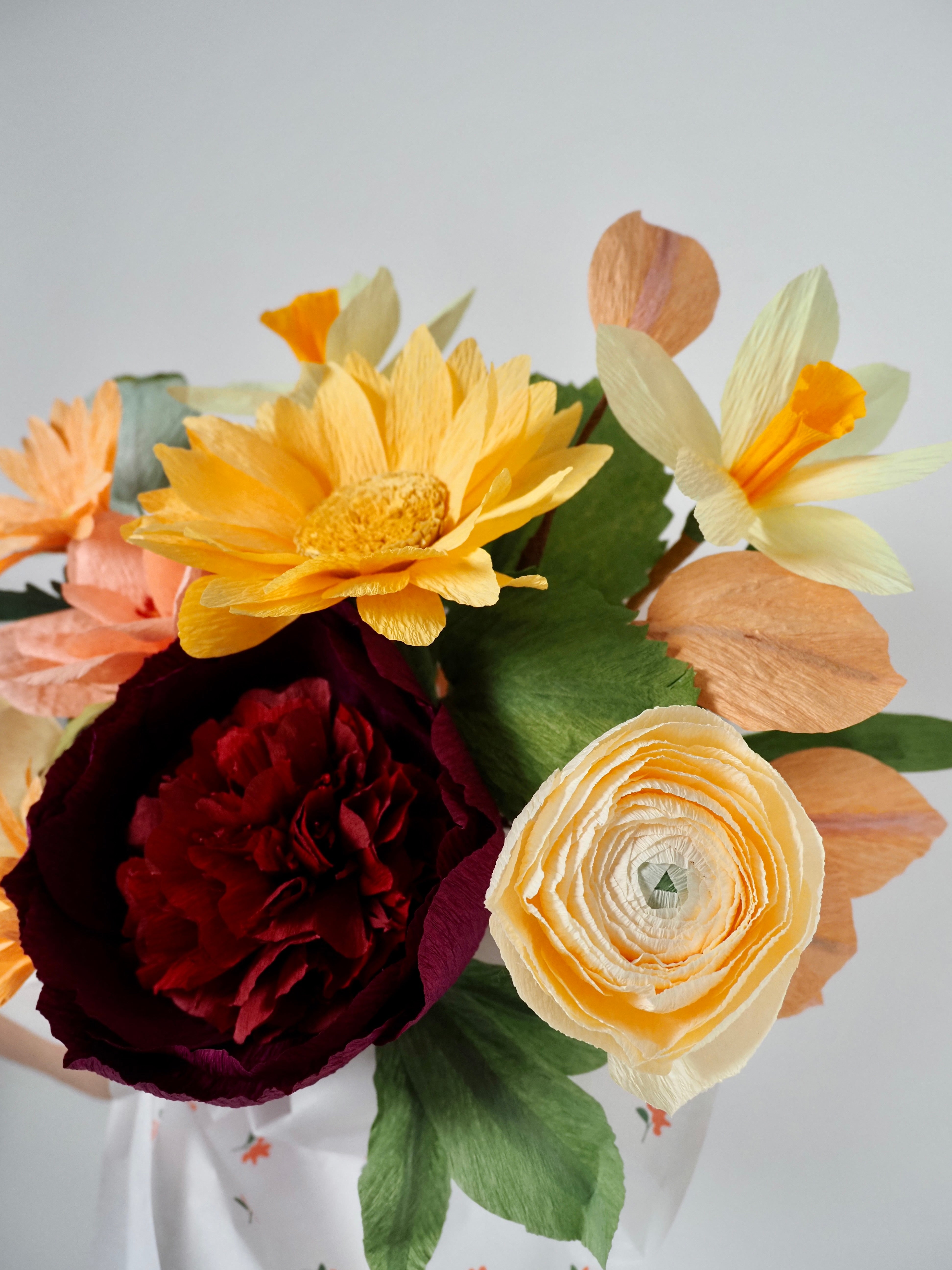 unwilted Paper Flowers Lazy Sunday | Paper Flower Bouquet with Sunflower