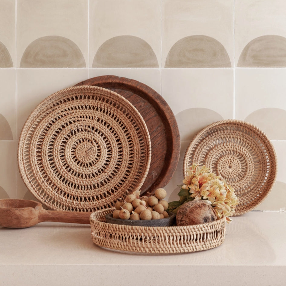 Village Thrive tray Large Round Woven Tray