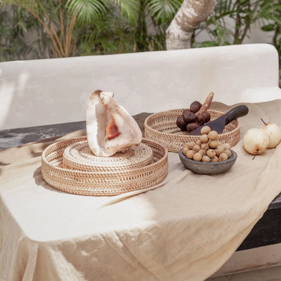 Village Thrive tray Large Round Woven Tray